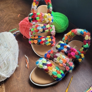 Granny square crochet shoe upcycle pdf pattern