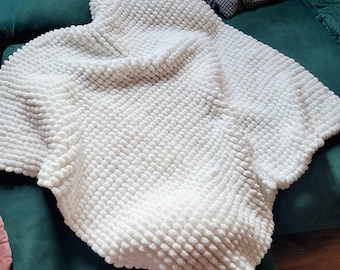 Marshmallow Decke Häkelanleitung - Pom Pom Decke Häkelanleitung