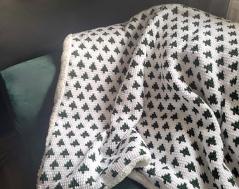 Fir Trees Crochet Blanket Pattern: Tunisian Crochet, Downloadable PDF