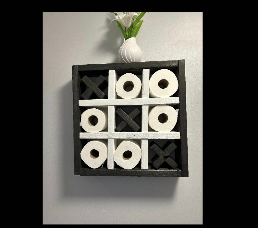 Rustic Noughts & Crosses Toilet Roll Holder/storage Made From Reclaimed Pallet Wood. Etsy UK