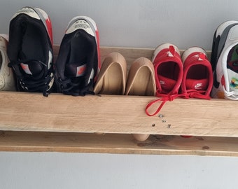 Floating Rustic Shoe Rack/Storage made from Reclaimed Pallet Wood