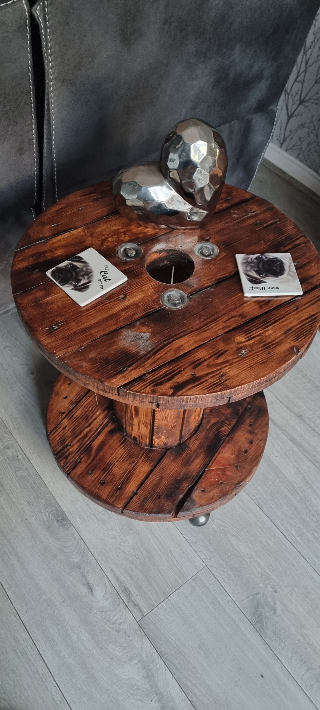 Rustic Reclaimed & Upcycled Cable Drum Coffee Table With - Etsy