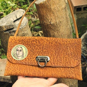 Hand Painted Leather Shoulder Bag: Unique Wearable Art