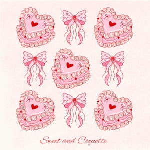 clipart kokietki, vintage cake png, . clipart pink cake, cake png, bow svg, Heart Cake PNG Digital Download, retro Cake print sublimation
