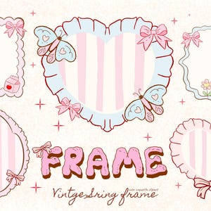 Hand Drawn Heart Frame SVG: Coquette Ribbon Clipart (Digital Download) Spring border