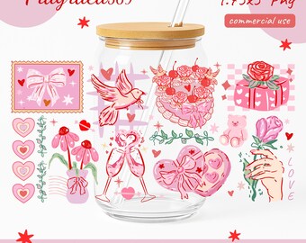Tazza retrò per San Valentino: cuore rosa PNG, design Coquette (download digitale)