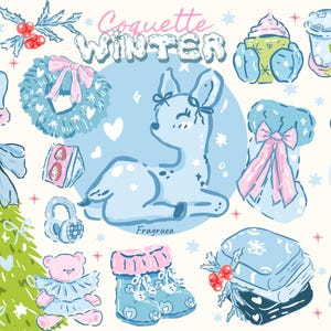 Winter Clipart PNG Bundle: Watercolor Cozy Coquette Christmas png(Digital Download)