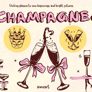 Hand Drawn Champagne SVG Bundle: Wedding Clipart (Digital Download)