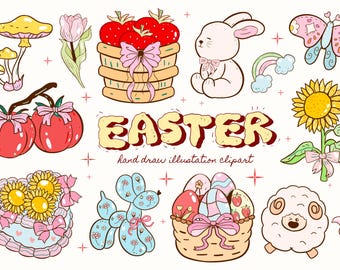 Easter SVG Clipart: Girly Bunny, Coquette Bow (Digital File)
