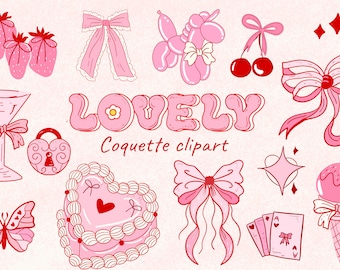 Coquette Clipart: Pink Cherry Bow, Heart Cake PNG,Valentine Png,UV dtf (Digital Download)