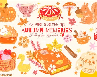 Pumpkin Spice Clipart, Coquette Pumpkins PNG, Falls Clipart, Autumn Aesthetics,Autumn Girly PNG, fall png, cozy fall vibes, vintage fall svg