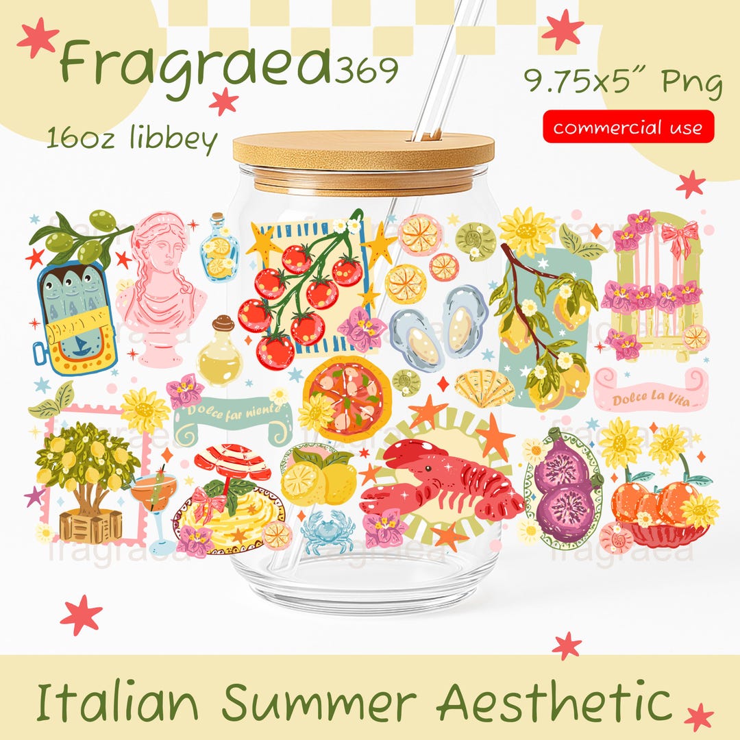 Italian Summer Aesthetic Glass Can Wrap, Amalfi Coast Vibes Libbey Wrap ...