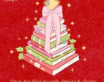 Christmas Book Tree PNG: Groovy Bookish Clipart (Digital Download)