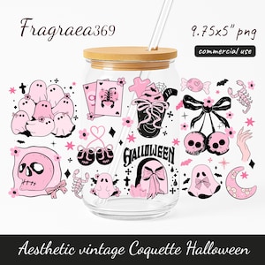 Halloween Glass Can Wrap: Coquette Fall Design (PNG, JPG Digital Files)
