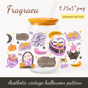 Halloween Glass Can Wrap: Spooky Coquette Autumn Design (PNG, JPG Digital Files)
