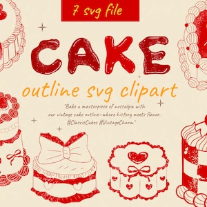 Coquette Cake Outline Clipart: Vintage Style (SVG)