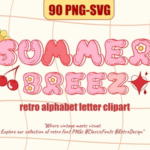 Retro Pastel Alphabet Clipart: Groovy PNG Letters (Digital Download)