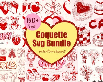 Coquette SVG Bundle: Valentine Clip Art, Bows, Cherry (Digital Download)