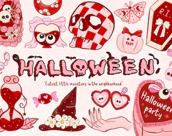 Groovy Halloween Clipart: Spöklikt spöke png, retrodesign (digital nedladdning)