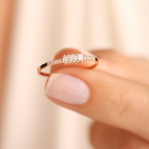 Diamond Wedding Ring Raw Diamond Ring Baguette Diamond Ring Custom Wedding Ring Gold Ring Handmade Jewelry Promise Ring Mom Gift