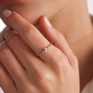 14K Gold Ring 14K Solid Gold Ring  Minimalist Ring Gift for Her Dainty Gold Ring Stackable Ring  Everyday Jewelry Mother&#39;s Day Gifts
