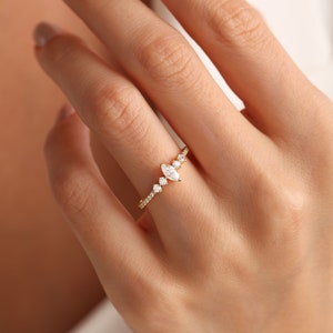 Marquise Versprechen Ring Ehering Paarringe Zarter Ring Versprechensring für sie Geschenke für sie Zierlicher Ring Trendige Ringe Ringgeschenk Bild 9