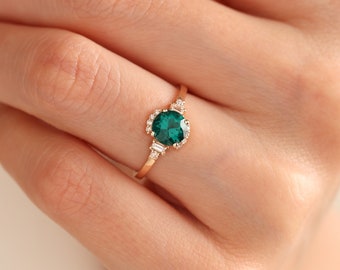 Emerald Ring Diamond Promise Ring  Wedding ring  Delicate ring Promise ring for her Gifts for her Couple rings Promise ring Ring gift