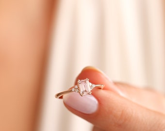Mimra Diamantring - Ehering, Paarringe, zarter Ring, Versprechensring für sie, Diamant-Verlobungsring, Geschenke für sie, Versprechensring