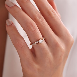 Gold Promise Ring Solid Dimond Ring Gifts For Women Rings For Women Dainty Promise Ring Timeless Elegance 14K Gold Ring