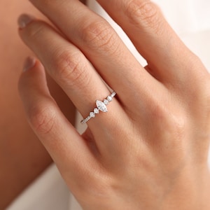Marquise Versprechen Ring Ehering Paarringe Zarter Ring Versprechensring für sie Geschenke für sie Zierlicher Ring Trendige Ringe Ringgeschenk Bild 1