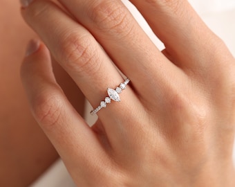 Marquise Versprechen Ring Ehering Paarringe Zarter Ring Versprechensring für sie Geschenke für sie Zierlicher Ring Trendige Ringe Ringgeschenk