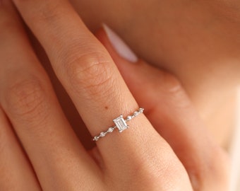 Mimra Diamantring  Ehering Paarringe zarter Ring Versprechensring für sie Diamant Verlobungsring Geschenke für sie Versprechensring