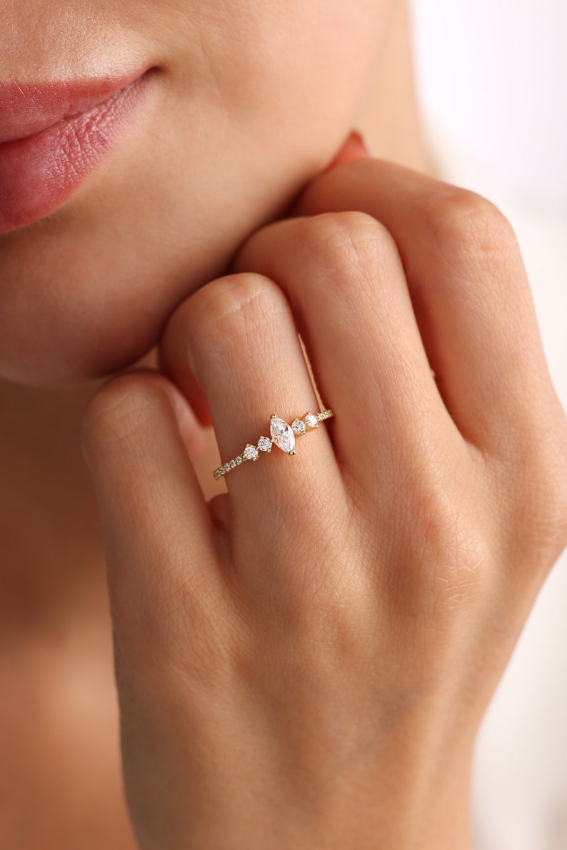 Marquise Versprechen Ring Ehering Paarringe Zarter Ring Versprechensring für sie Geschenke für sie Zierlicher Ring Trendige Ringe Ringgeschenk Bild 7