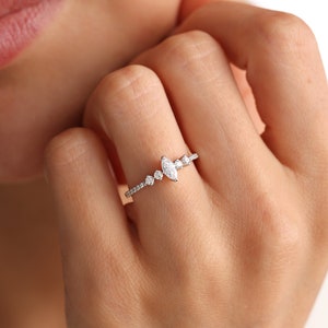 Marquise Versprechen Ring Ehering Paarringe Zarter Ring Versprechensring für sie Geschenke für sie Zierlicher Ring Trendige Ringe Ringgeschenk Bild 2