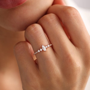 Marquise Versprechen Ring Ehering Paarringe Zarter Ring Versprechensring für sie Geschenke für sie Zierlicher Ring Trendige Ringe Ringgeschenk Bild 5