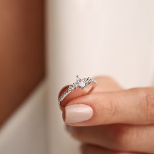 Marquise Versprechen Ring Ehering Paarringe Zarter Ring Versprechensring für sie Geschenke für sie Zierlicher Ring Trendige Ringe Ringgeschenk Bild 3