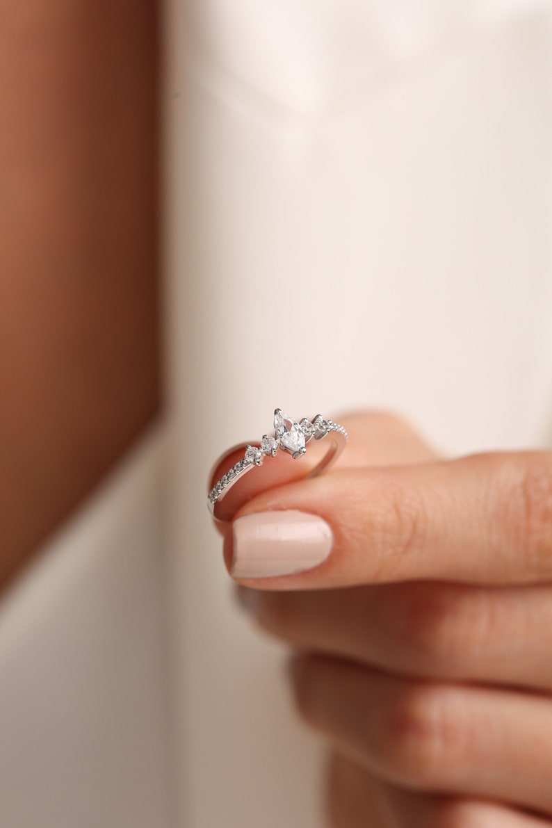 Marquise Versprechen Ring Ehering Paarringe Zarter Ring Versprechensring für sie Geschenke für sie Zierlicher Ring Trendige Ringe Ringgeschenk Bild 3