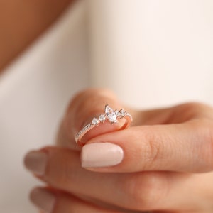Marquise Versprechen Ring Ehering Paarringe Zarter Ring Versprechensring für sie Geschenke für sie Zierlicher Ring Trendige Ringe Ringgeschenk Bild 6