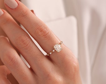 Gold Engagement Ring Enchanting 14K Gold Ring with Moissanite or Topaz Stone Promise Ring Gifts for Women Dainty Ring for Wife Gift