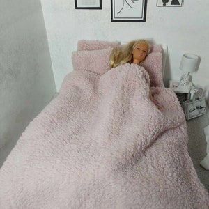 Set di biancheria da letto in stile orsacchiotto da 12 pollici in scala 1/6 per bambole.
