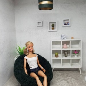 Silla de peluche Borg con forma de bola para muñecas de moda de 12 pulgadas a escala 1/6... más colores...