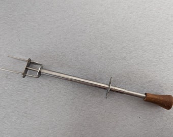 Vintage Teak Tip Mechanical Olive Fork Tongs