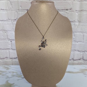 14k Gold Filled and Silver Tone Jumping Frog Pendant Necklace