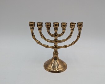vintage Laiton Menorah Hanoucca Hannukah 4,25&quot; de haut EUC