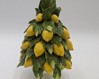 Italian Ceramic Capodimonte Majolica Lemon Topiary 7.5&quot;