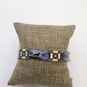 Vintage Hestens Norway Sterling Silver and Enamel Chain Link Bracelet