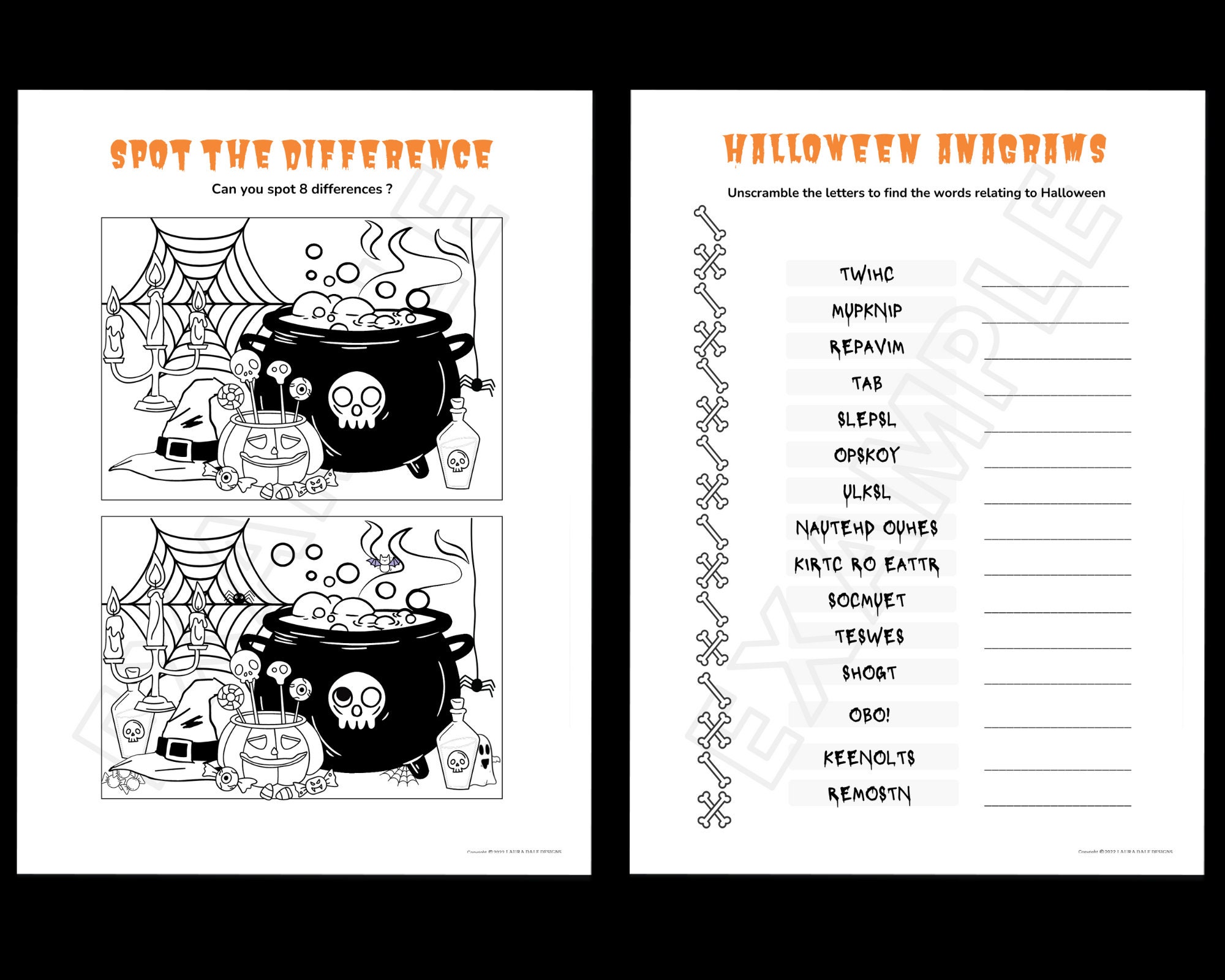 Halloween Printables Activity and Puzzle Pages Colouring - Etsy