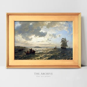 Norwegian Ocean Nautical Landscape | Digital Art Print Set | Vintage Oil Painting | Antique Norway Farmhouse Decor | PRINTABLE Wall Art