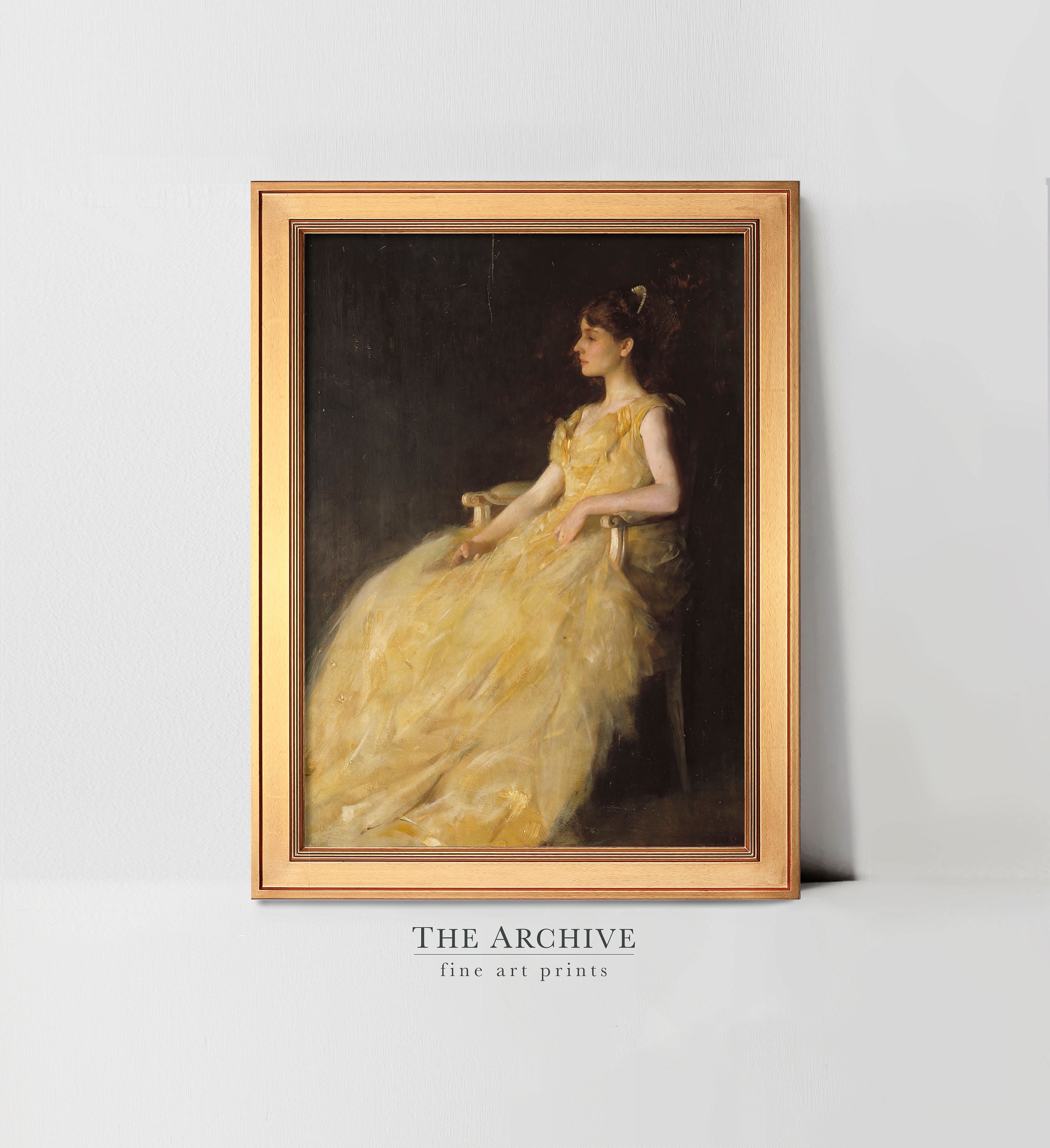 Vintage Lady in Yellow Dress Portrait by Thomas Dewing | Digital Art ...
