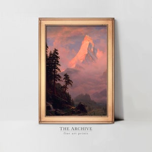 Swiss Mountain Landscape Digital Art Print Set | Vintage Matterhorn Oil Painting | Antique Alpine Farmhouse Decor | PRINTABLE Wall Art